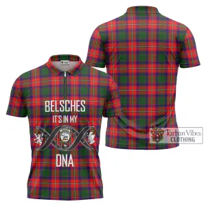 Belsches Tartan Zipper Polo Shirt with Family Crest DNA In Me Style