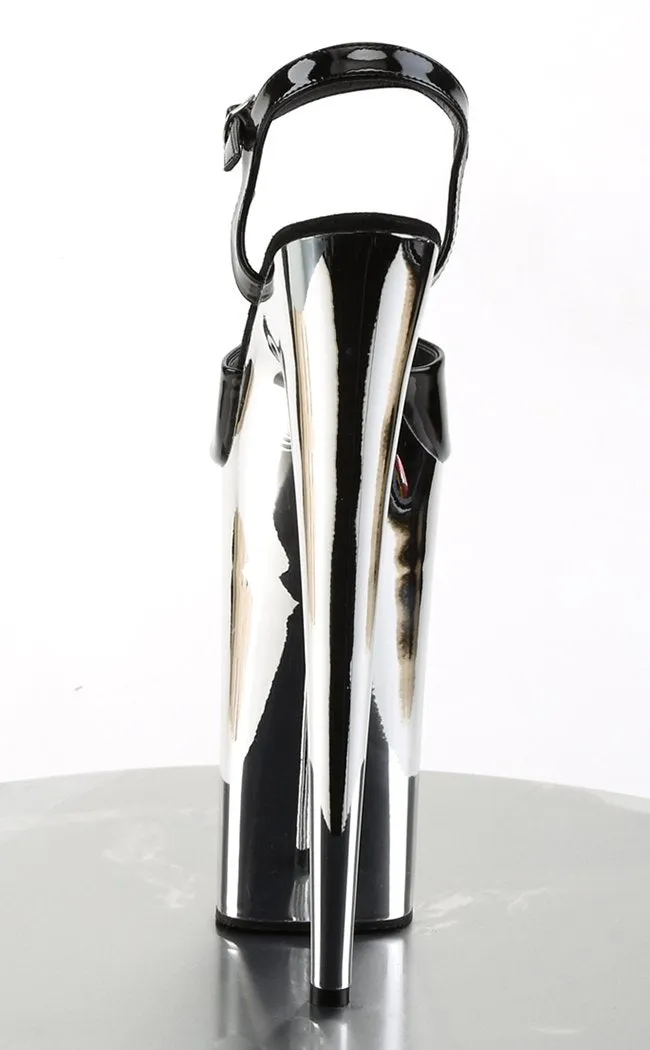 BEYOND-009 Black & Silver Chrome 10 Inch Heels