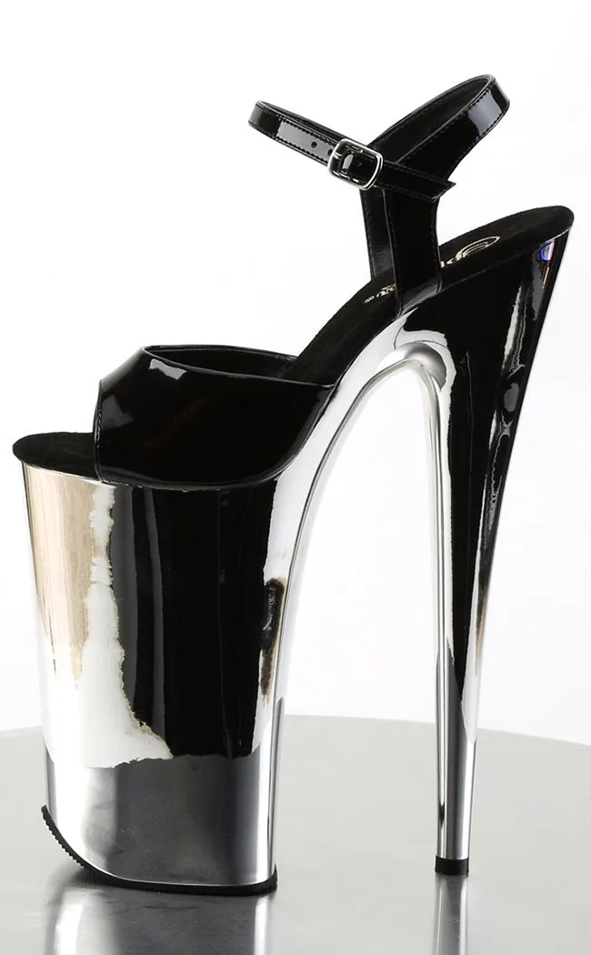 BEYOND-009 Black & Silver Chrome 10 Inch Heels