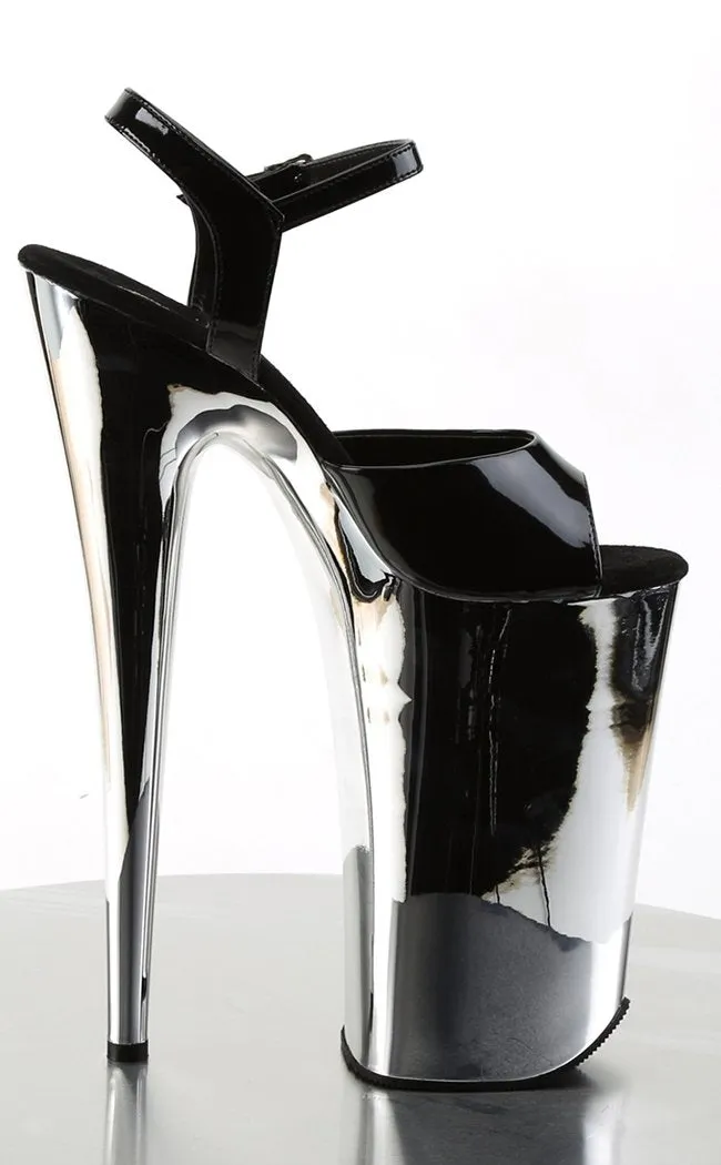 BEYOND-009 Black & Silver Chrome 10 Inch Heels