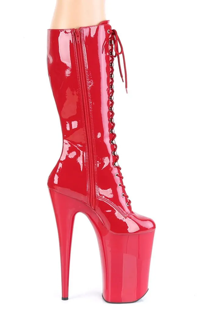 BEYOND-2020 Red Patent Knee High Boots