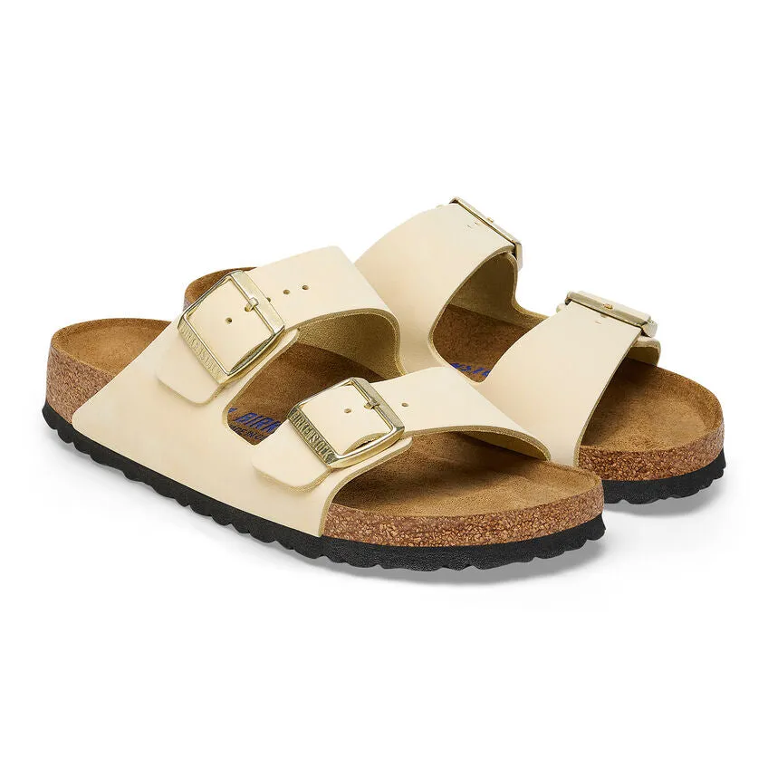 Birkenstock Women's Arizona Soft Footbed Leather Sandal - Ecru Nubuck