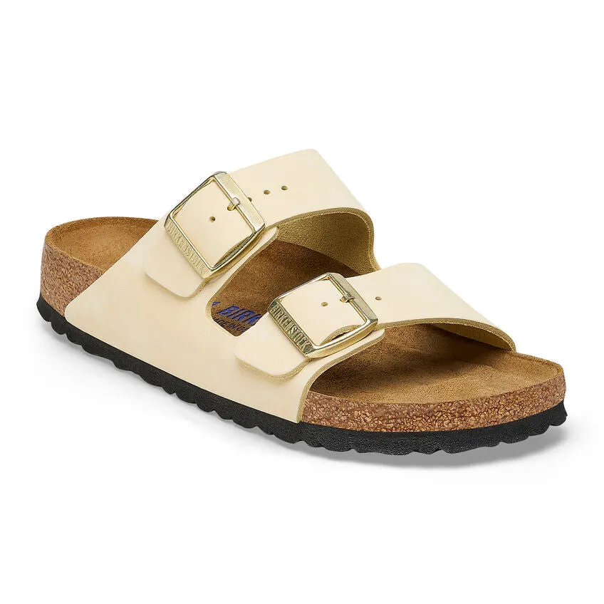 Birkenstock Women's Arizona Soft Footbed Leather Sandal - Ecru Nubuck