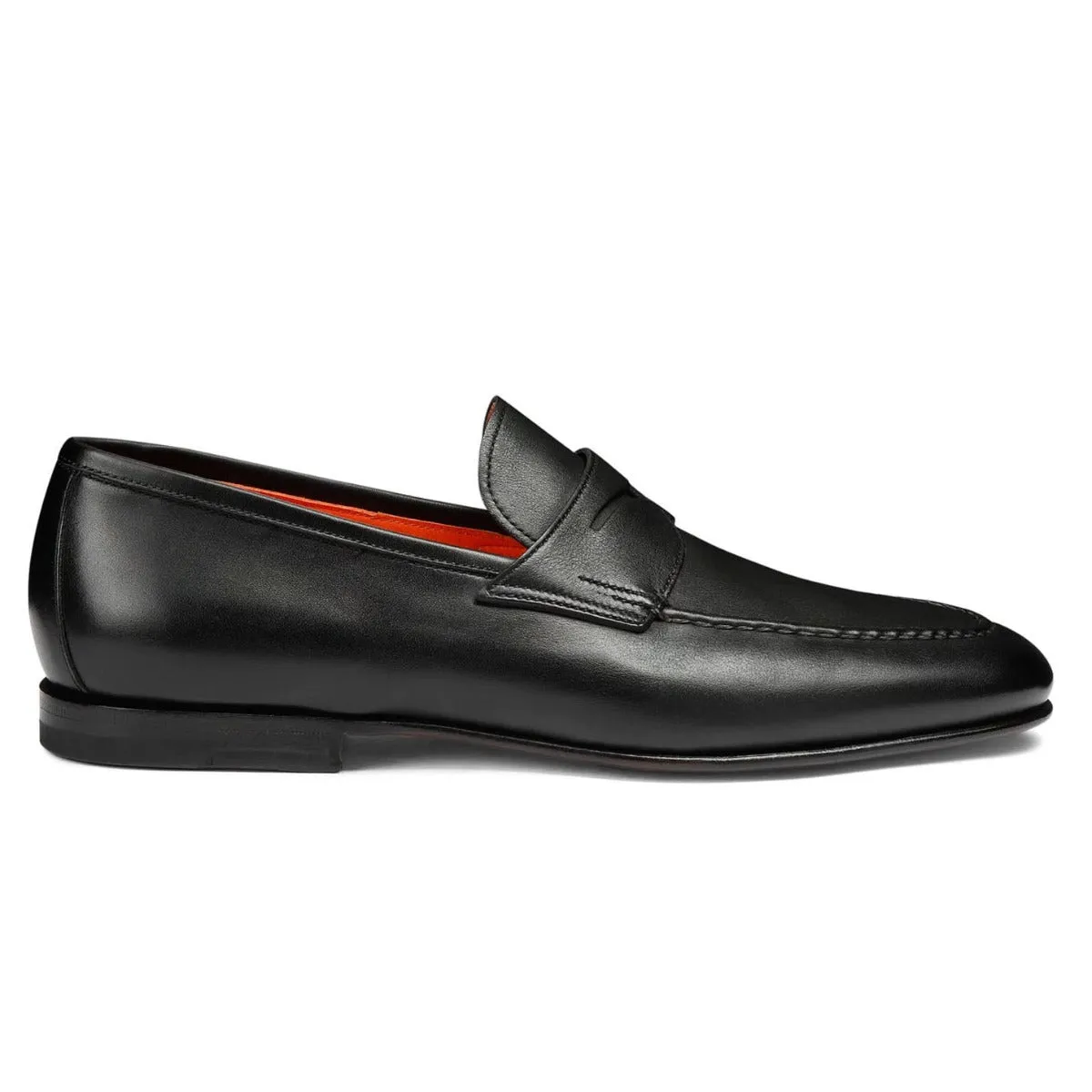 Black Polished Leather Penny Loafer