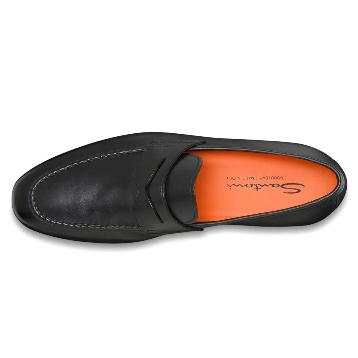 Black Polished Leather Penny Loafer