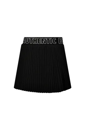 Black Script Pattern Print Women's Mini-Pleat Skirt