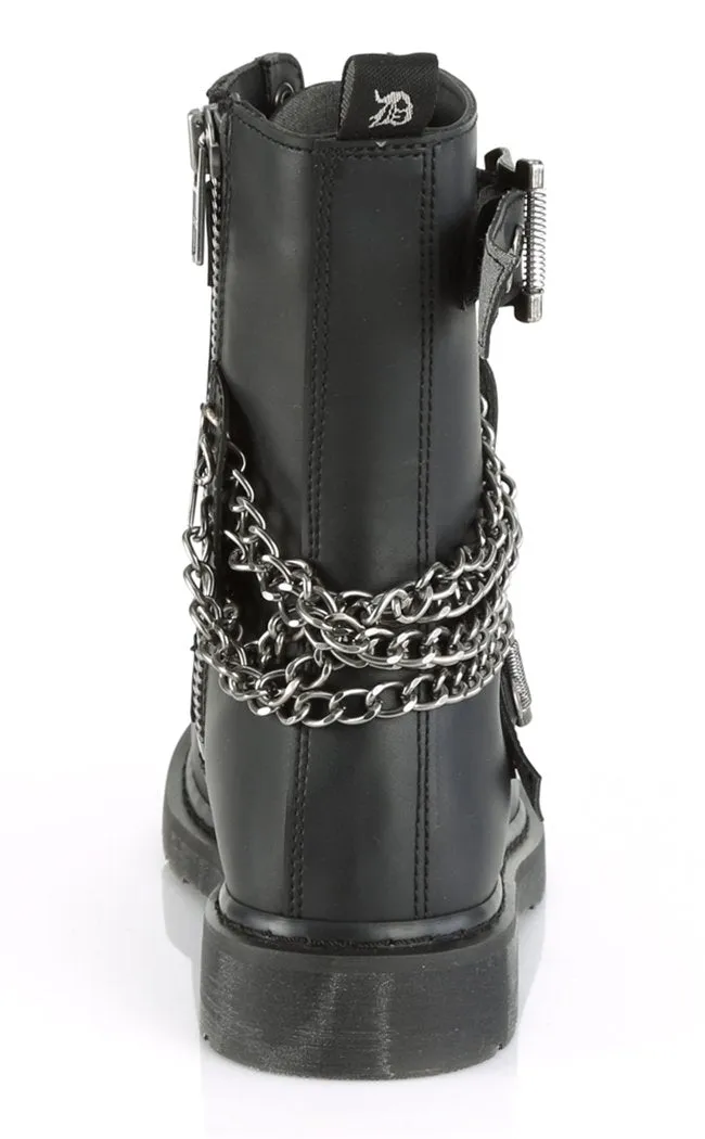 BOLT-250 Black Lace Up Chain Boots (AU stock)