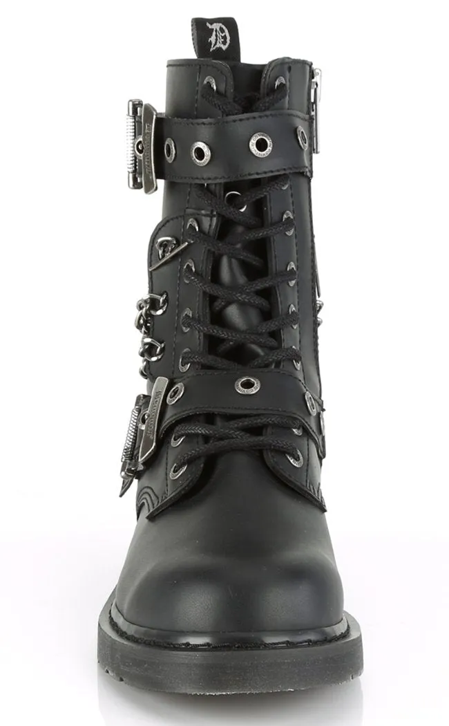 BOLT-250 Black Lace Up Chain Boots (AU stock)