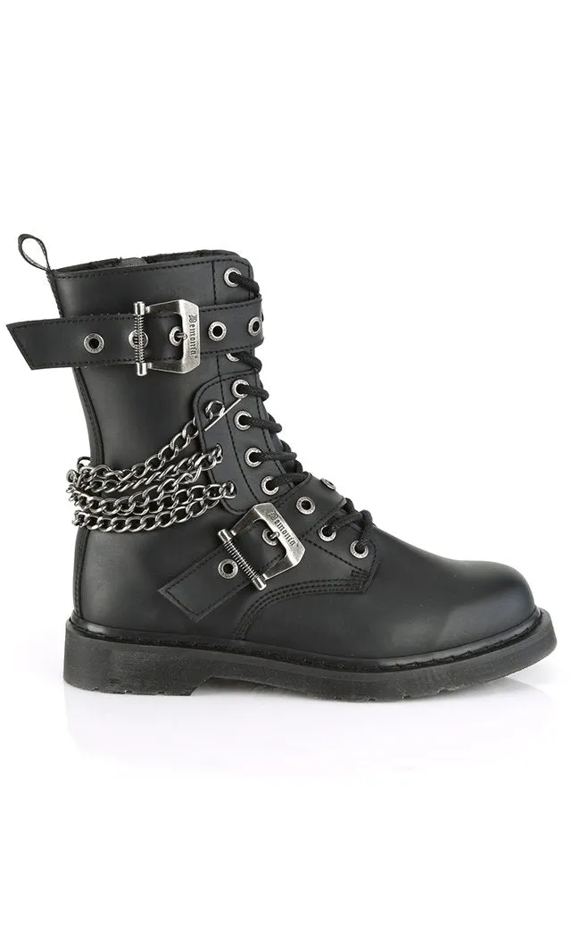 BOLT-250 Black Lace Up Chain Boots (AU stock)