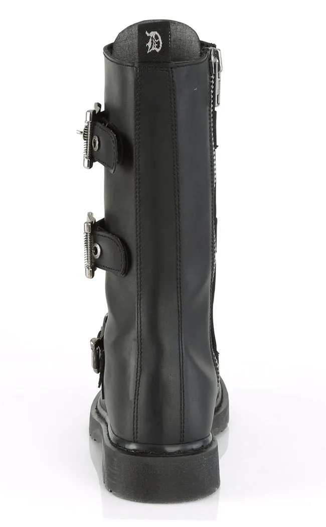 BOLT-330 Black Lace Up Mid Calf Boots