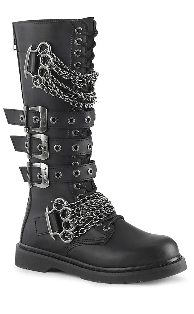 BOLT-450 Black Knee High Buckle Boots (AU Stock)