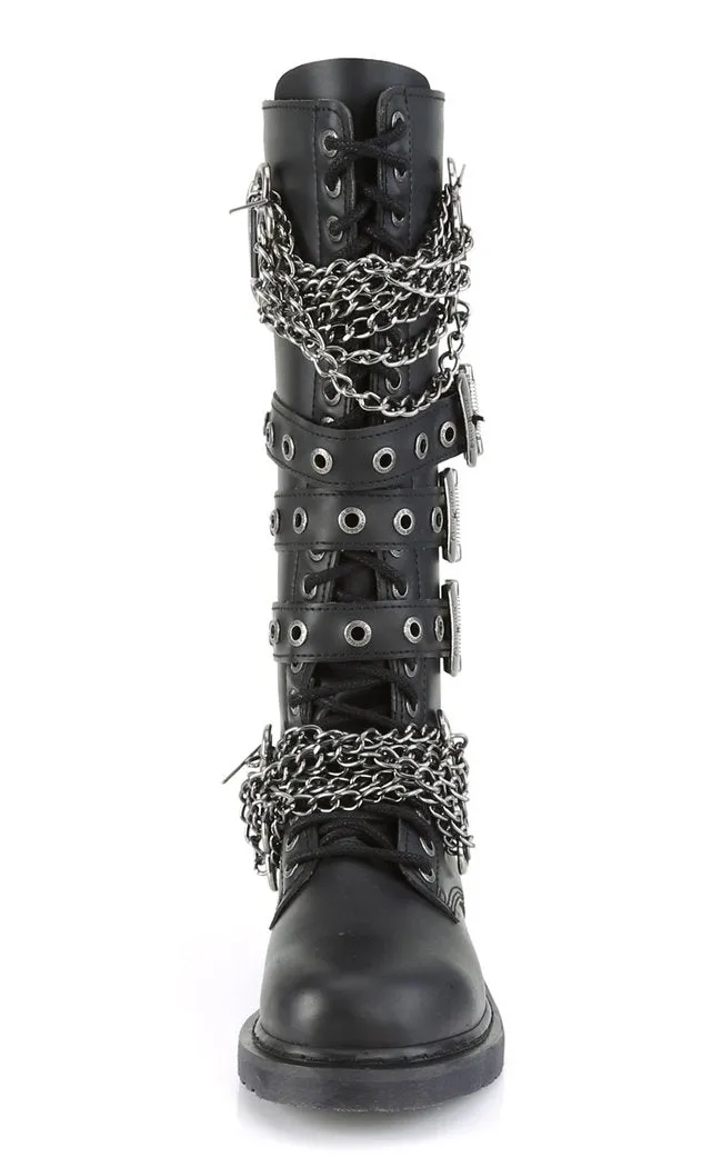 BOLT-450 Black Knee High Buckle Boots (AU Stock)