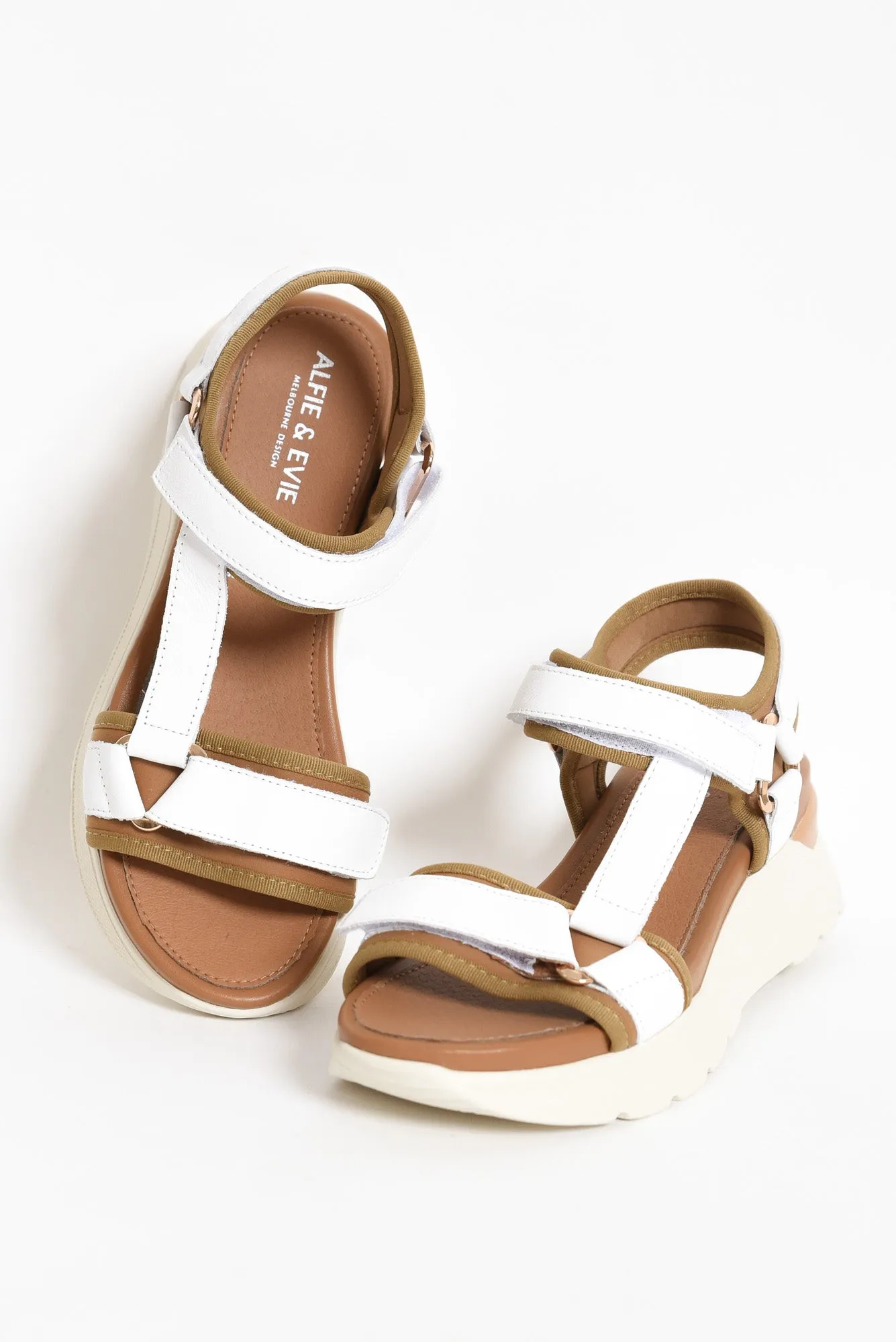 Bolton White Leather Velcro Sandal