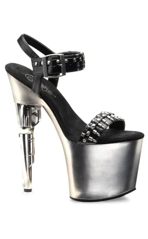 BONDGIRL-712 Black & Silver Heels