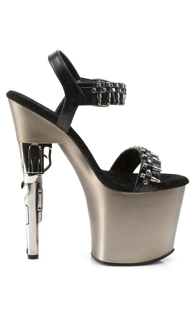 BONDGIRL-712 Black & Silver Heels