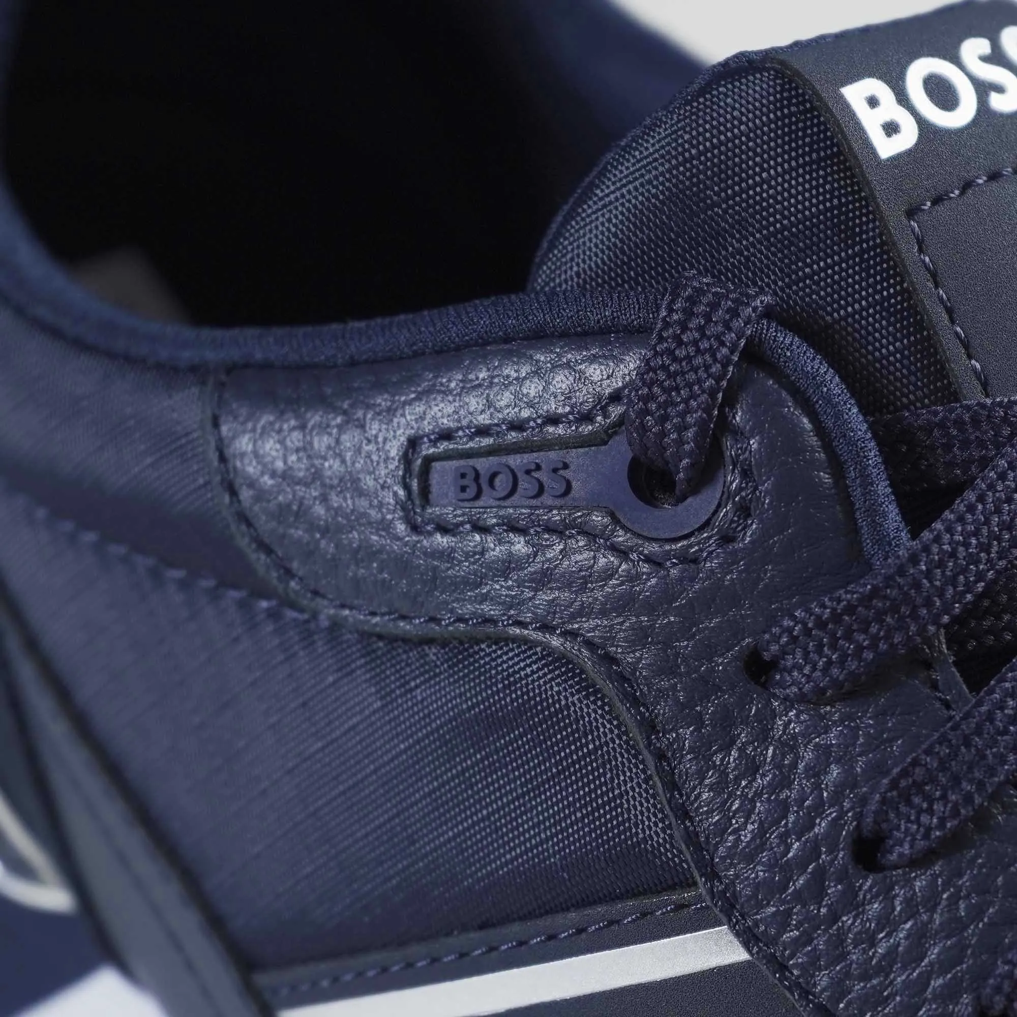 Boss Mix Material Lace-Up Trainers with Suede Trims - Blue