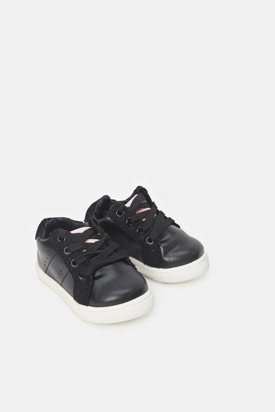 Boys Lace Up Black Sneakers