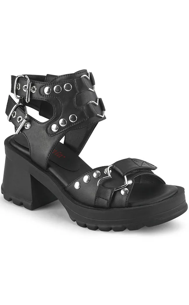 BRATTY-07 Black Chunky Heel Sandals