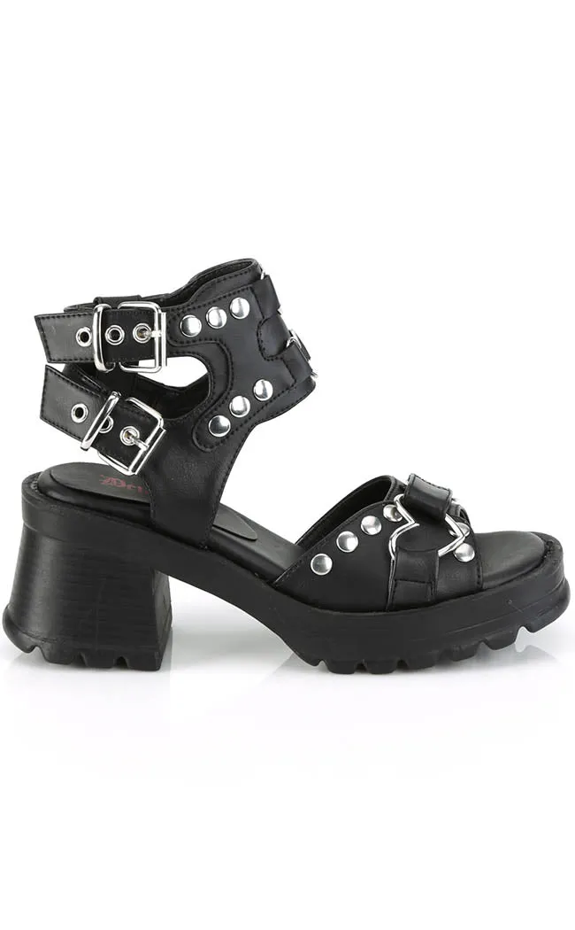 BRATTY-07 Black Chunky Heel Sandals