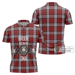 Brodie Dress Tartan Zipper Polo Shirt with Family Crest DNA In Me Style