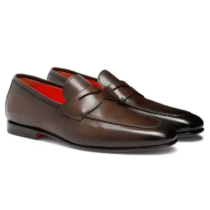 Brown Polished Leather Penny Loafer