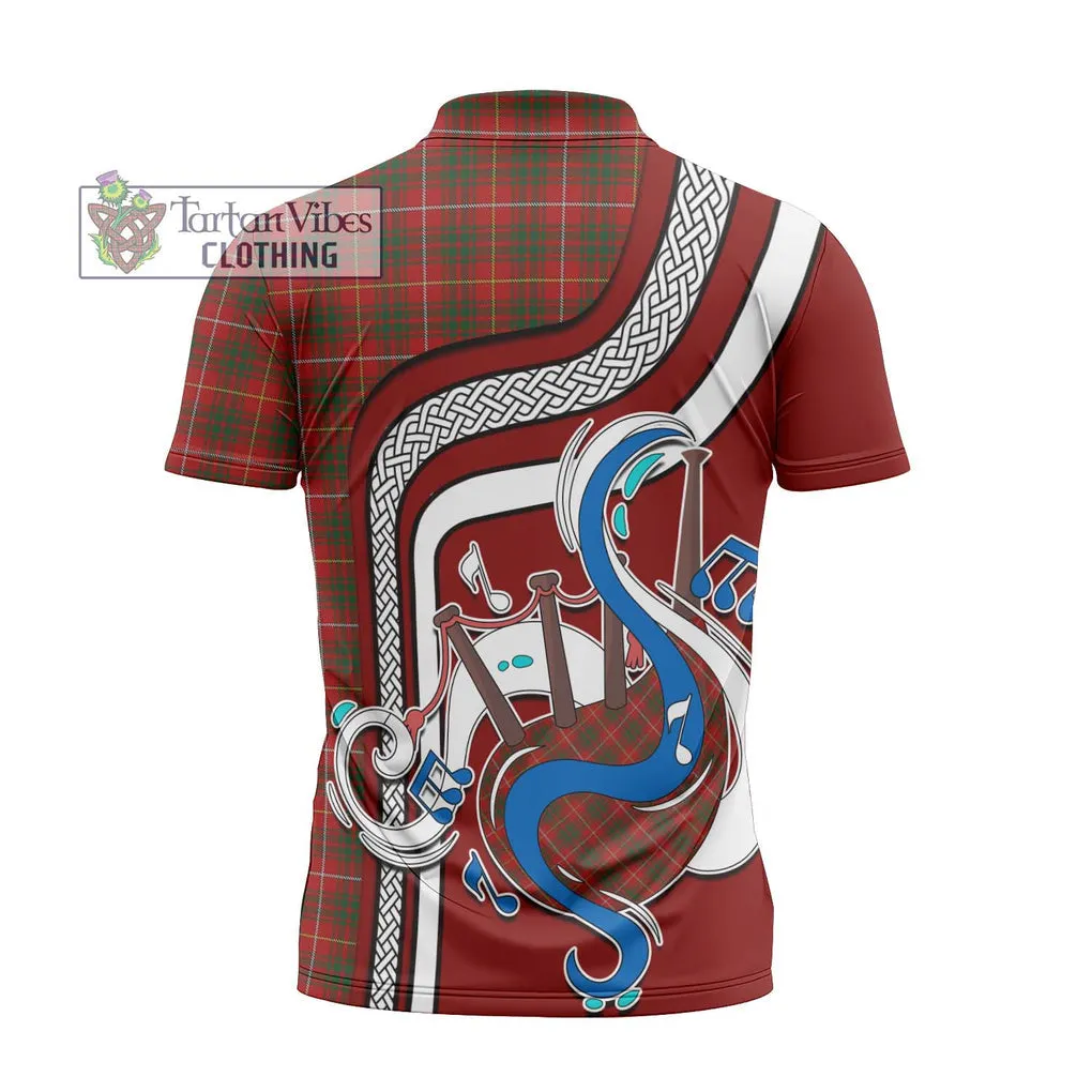 Bruce Tartan Zipper Polo Shirt with Epic Bagpipe Style