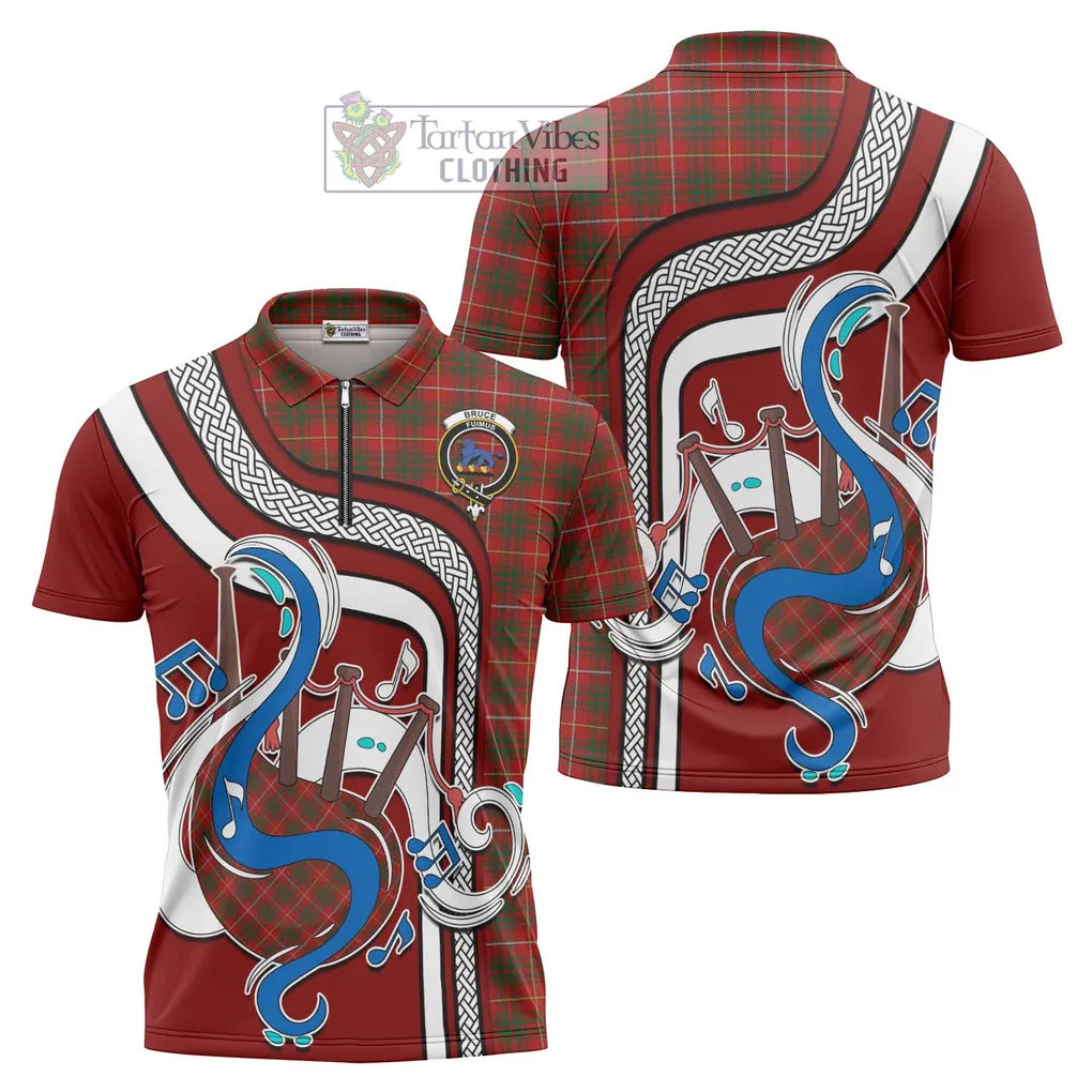 Bruce Tartan Zipper Polo Shirt with Epic Bagpipe Style