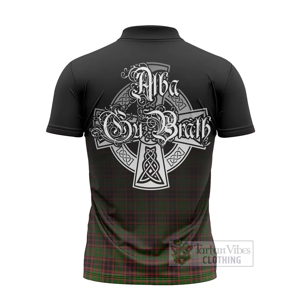 Buchan Tartan Zipper Polo Shirt Featuring Alba Gu Brath Family Crest Celtic Inspired