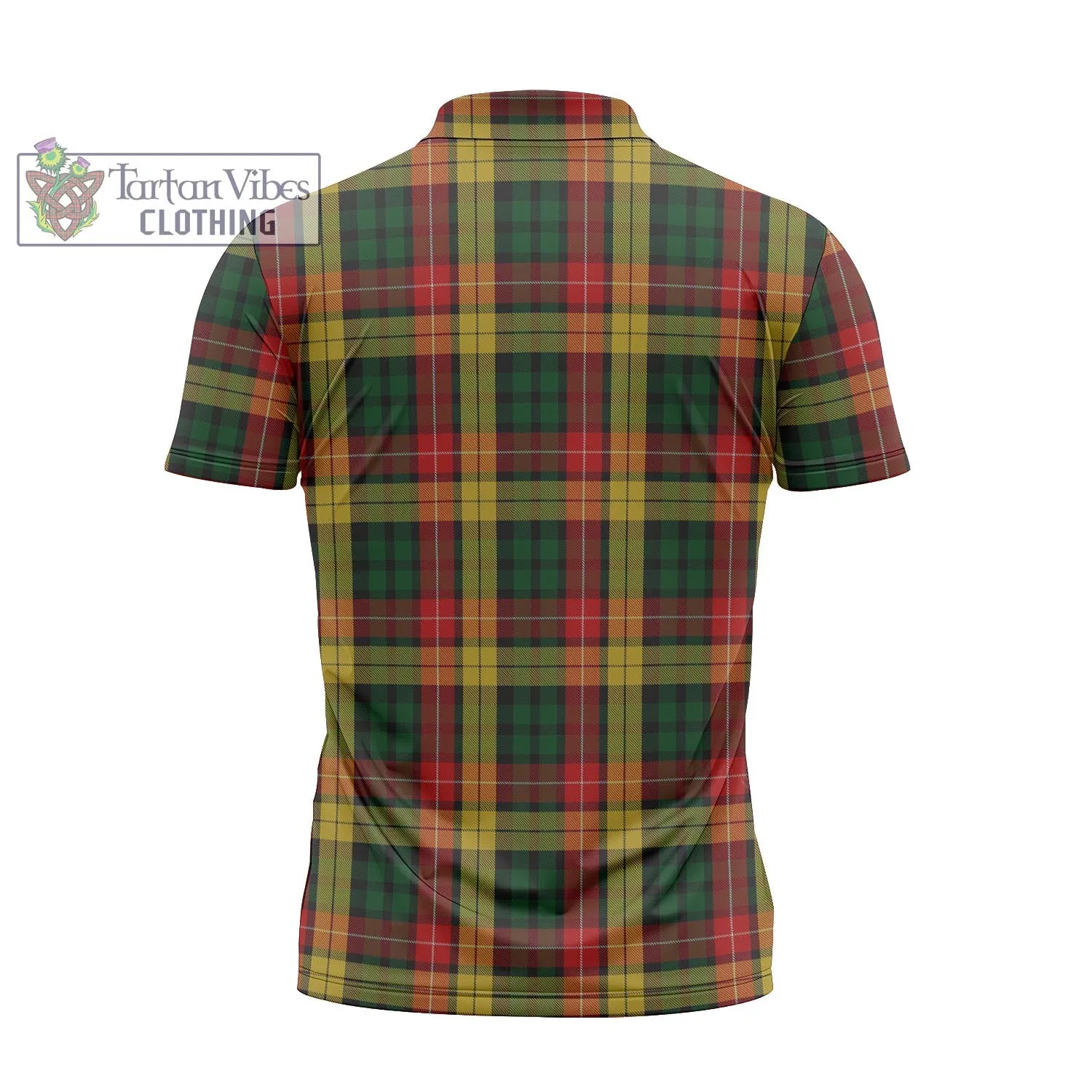 Buchanan Tartan Zipper Polo Shirt with Family Crest