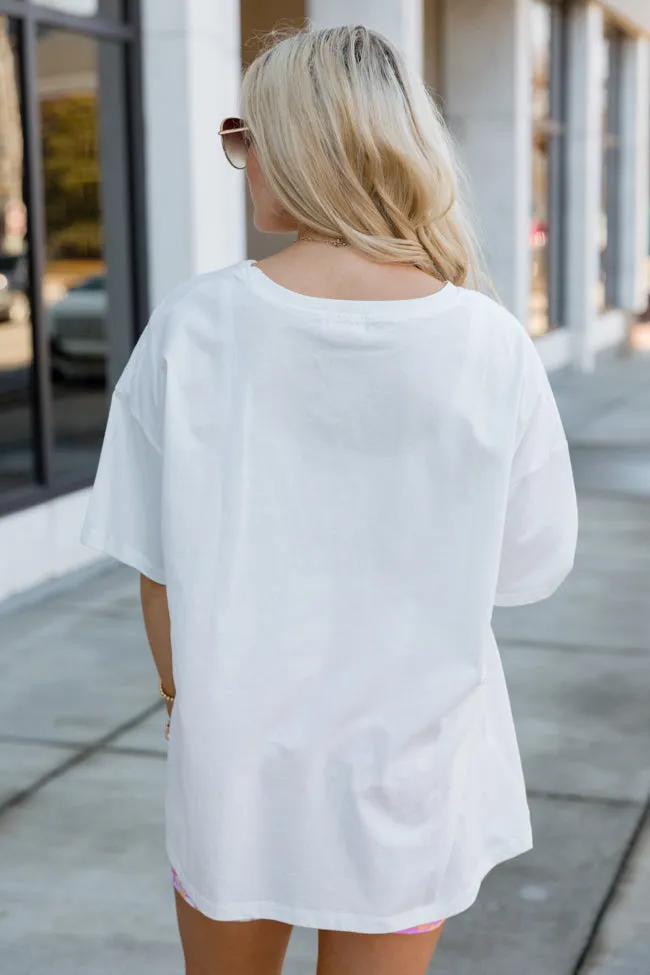 Busy Babe Oversized Ivory Distressed T-Shirt FINAL SALE