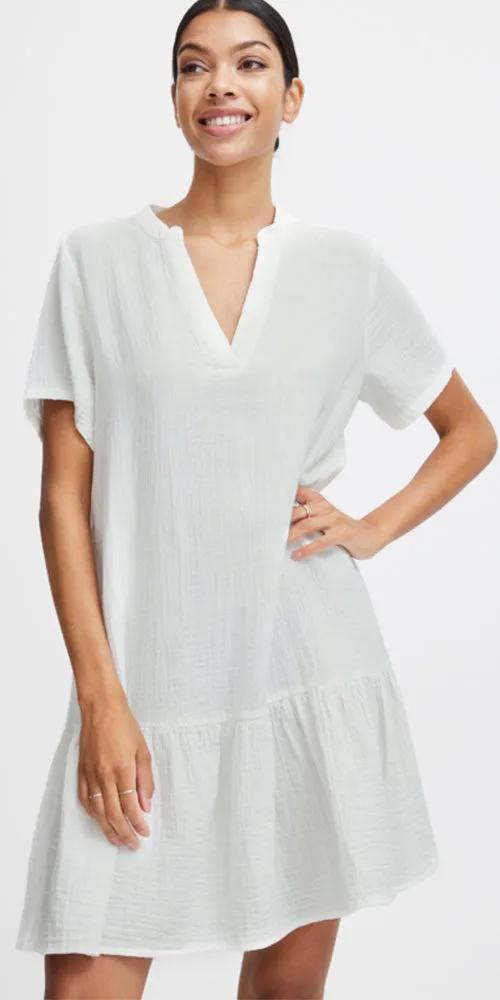 B.Young Loose Cotton Dress, white