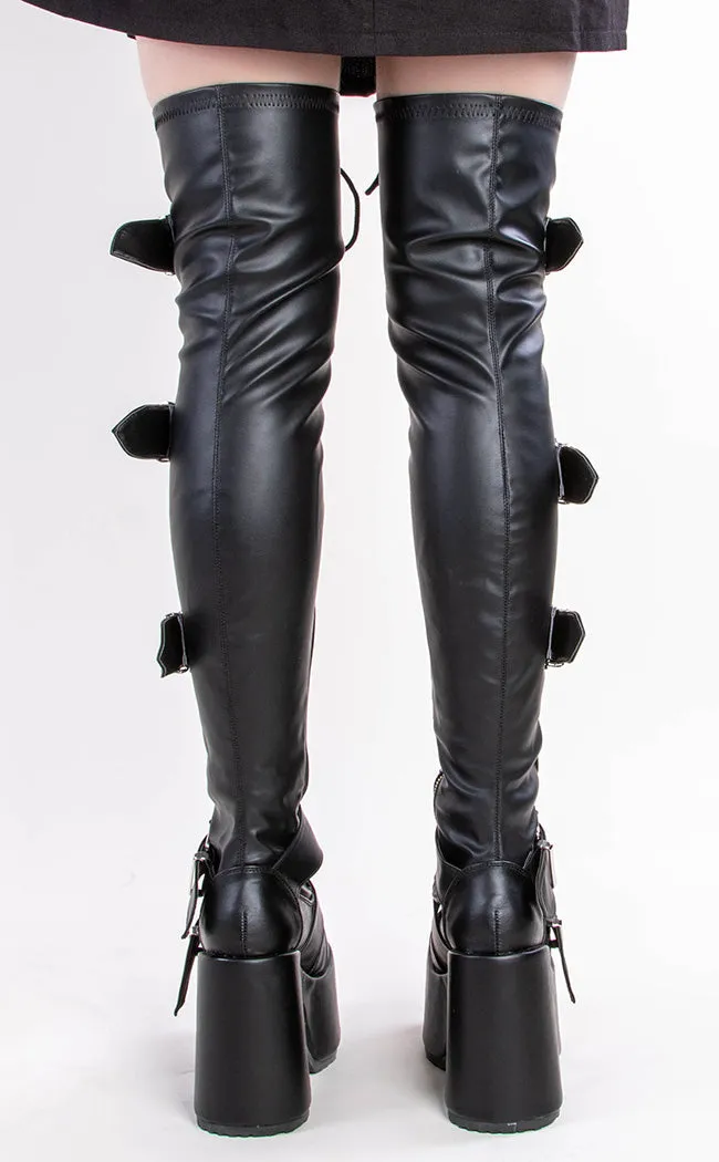 CAMEL-305 Black Matte Thigh High Boots (AU Stock)