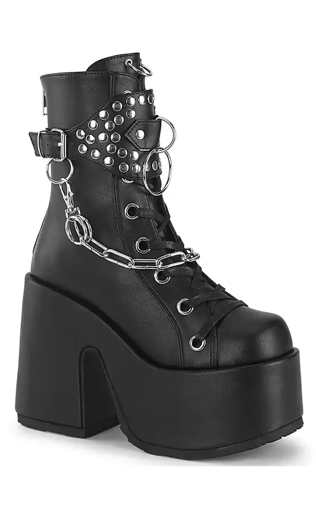 CAMEL-65 Black Studded Ankle Boots