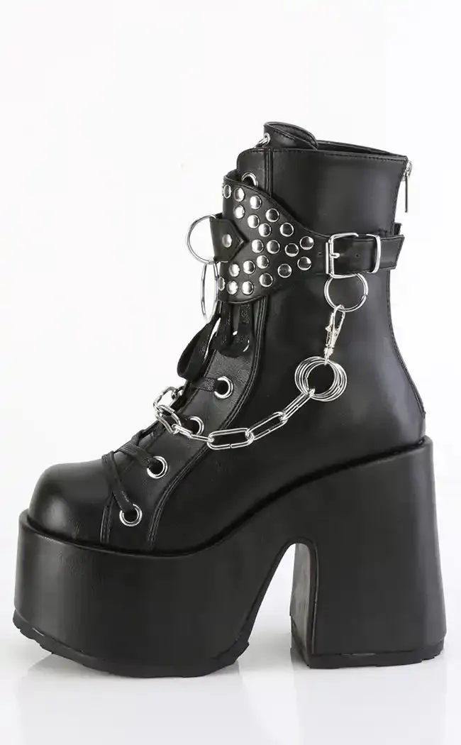 CAMEL-65 Black Studded Ankle Boots