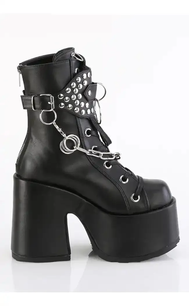 CAMEL-65 Black Studded Ankle Boots