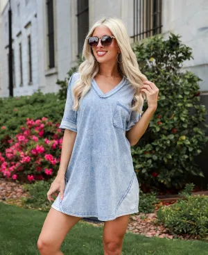 Camryn Denim T-Shirt Dress - DU DEAL