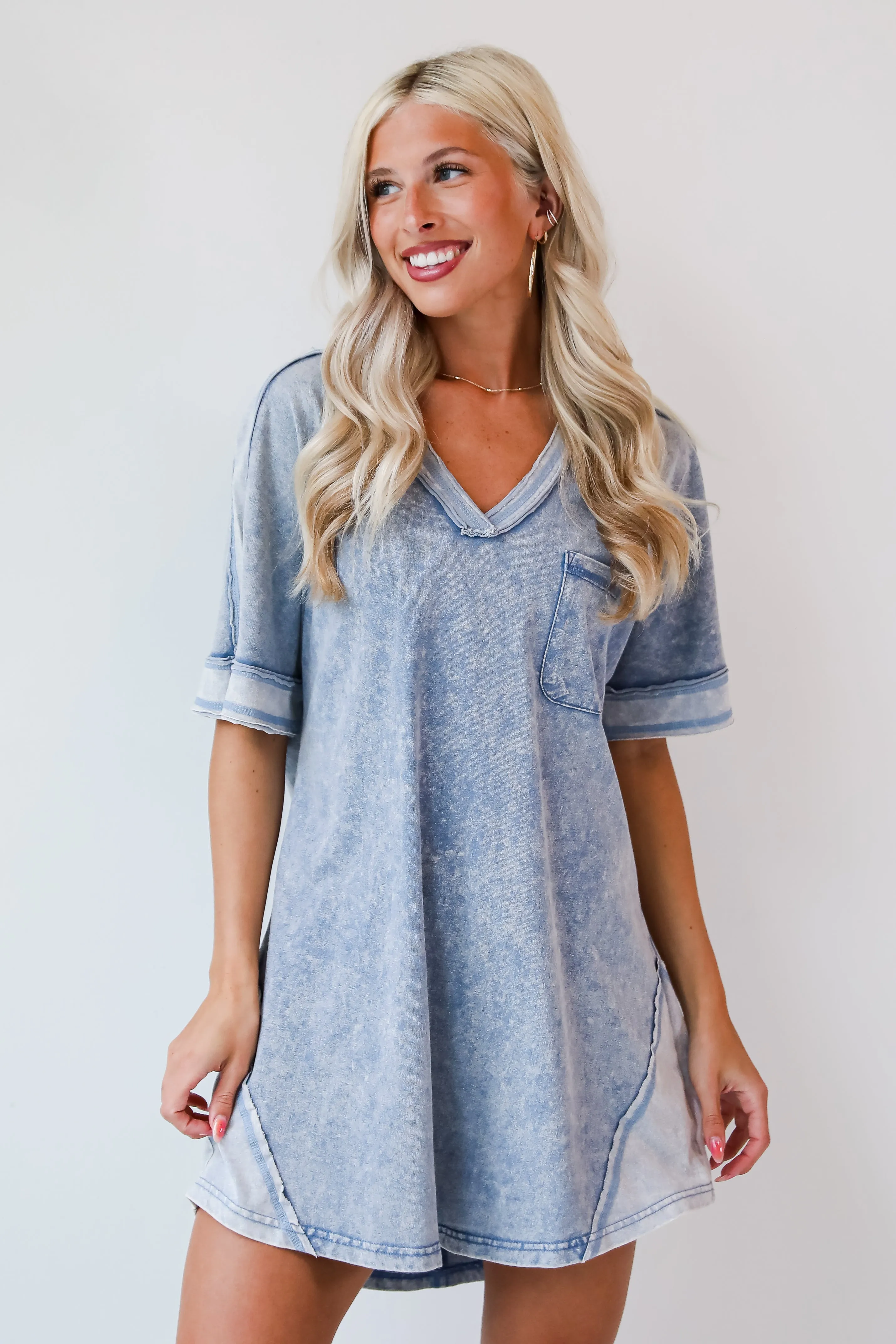 Camryn Denim T-Shirt Dress - DU DEAL