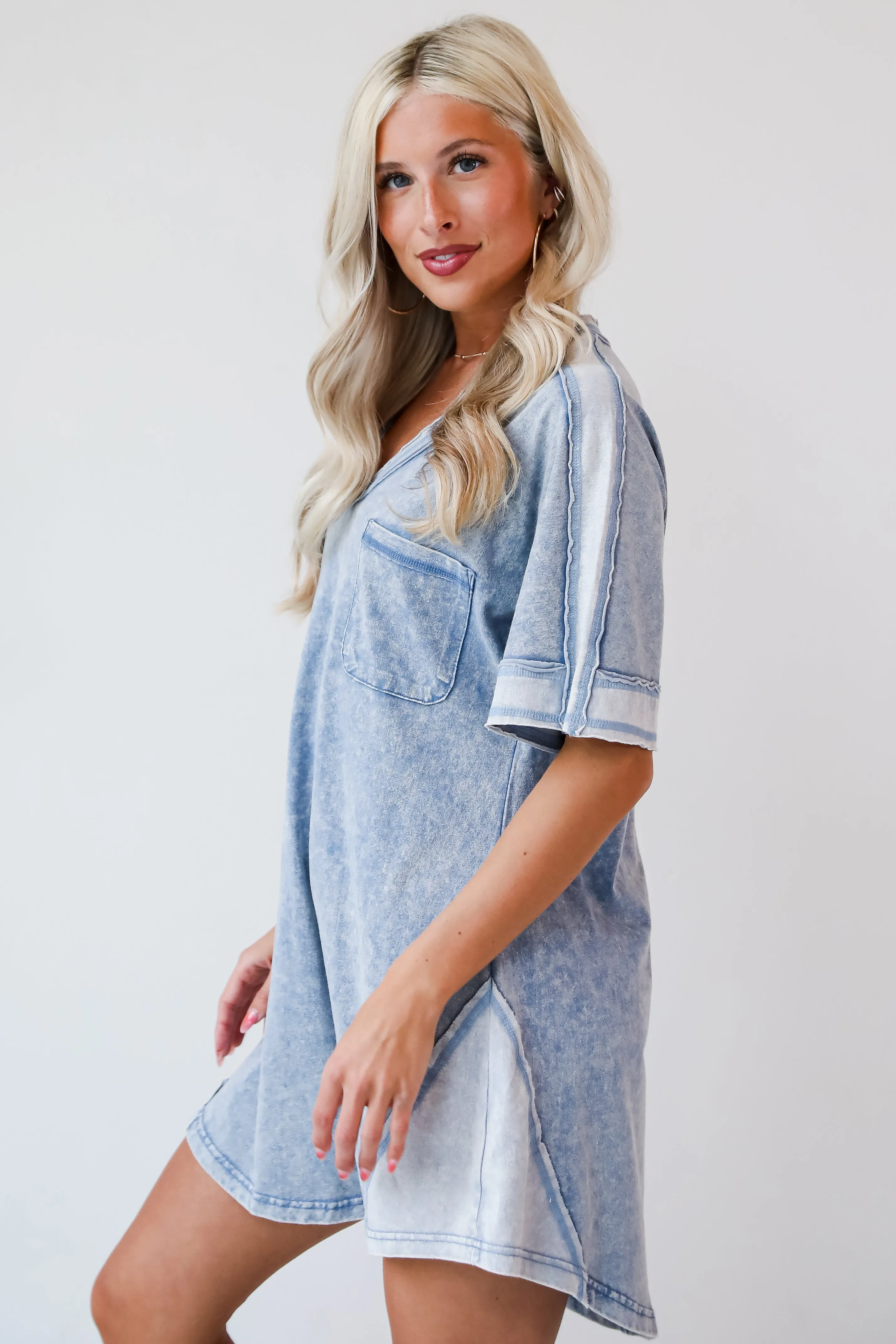 Camryn Denim T-Shirt Dress - DU DEAL