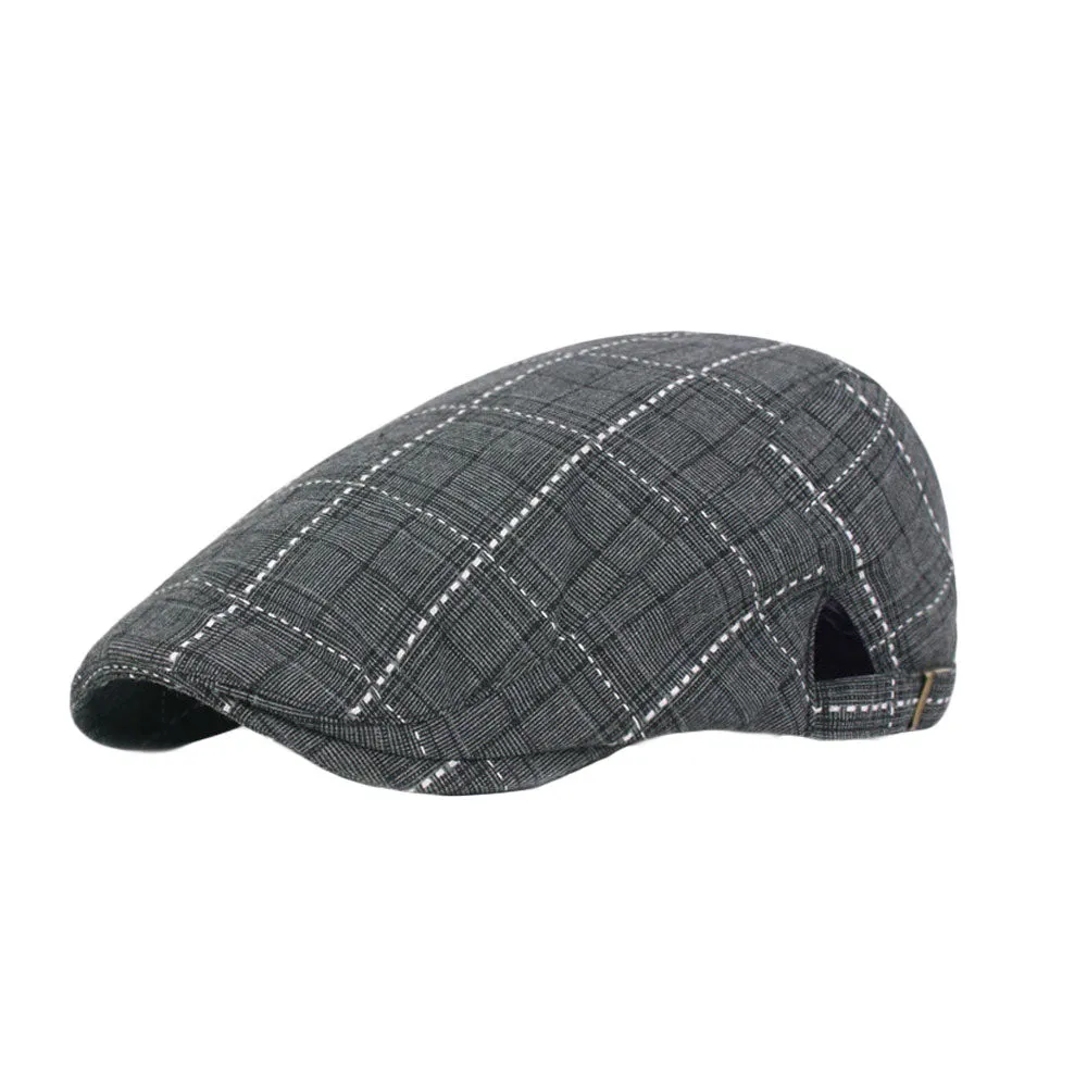 Check Newsboy Hat Gatsby Cotton Hat Cabbie Driving Hunting Golf Flat Cap YZ30153