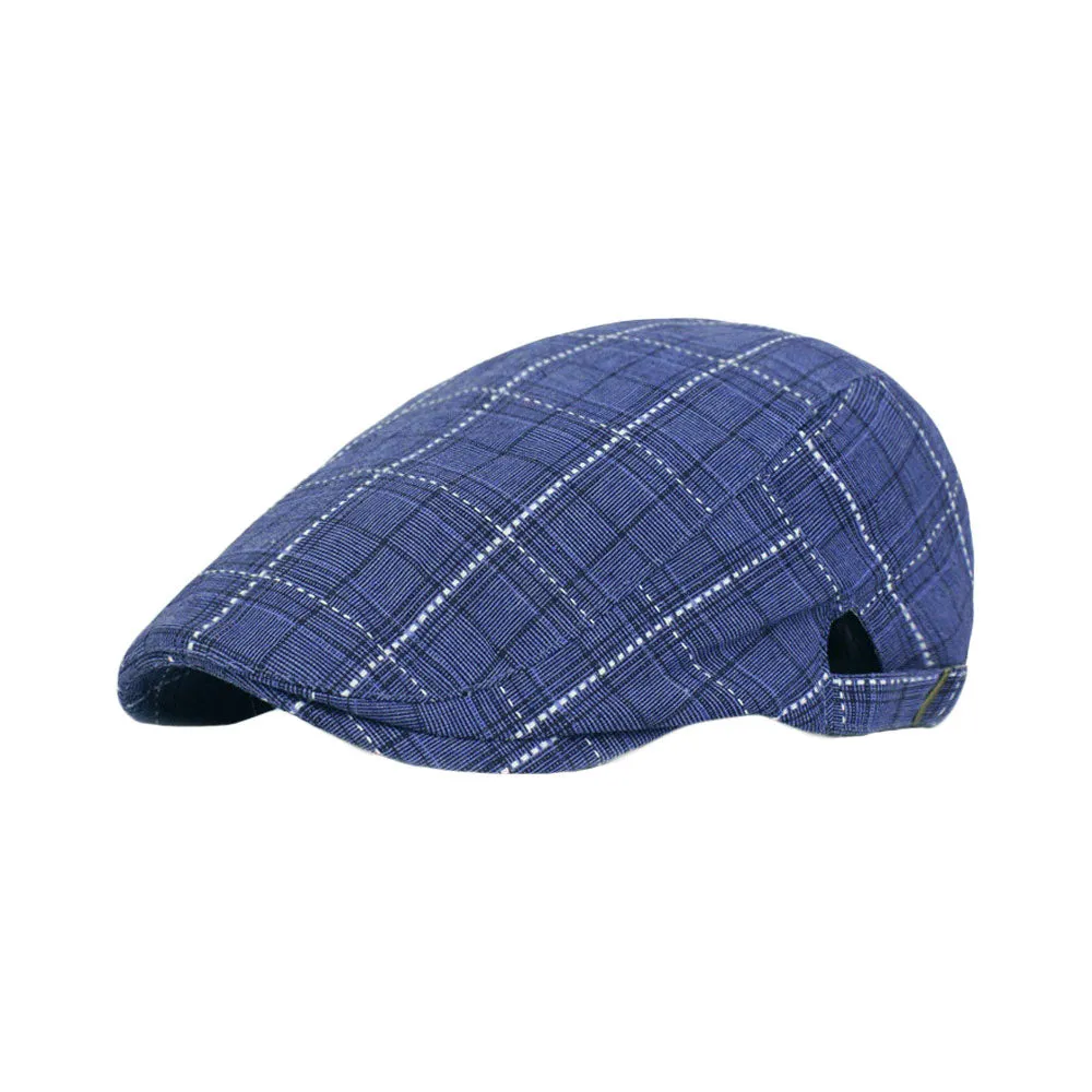 Check Newsboy Hat Gatsby Cotton Hat Cabbie Driving Hunting Golf Flat Cap YZ30153