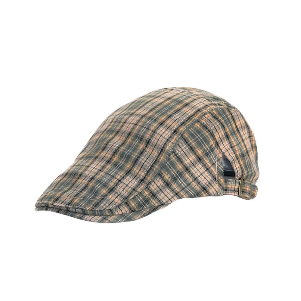 Check Newsboy Hat Gatsby Cotton Hat Cabbie Driving Hunting Golf Flat Cap YZ30183