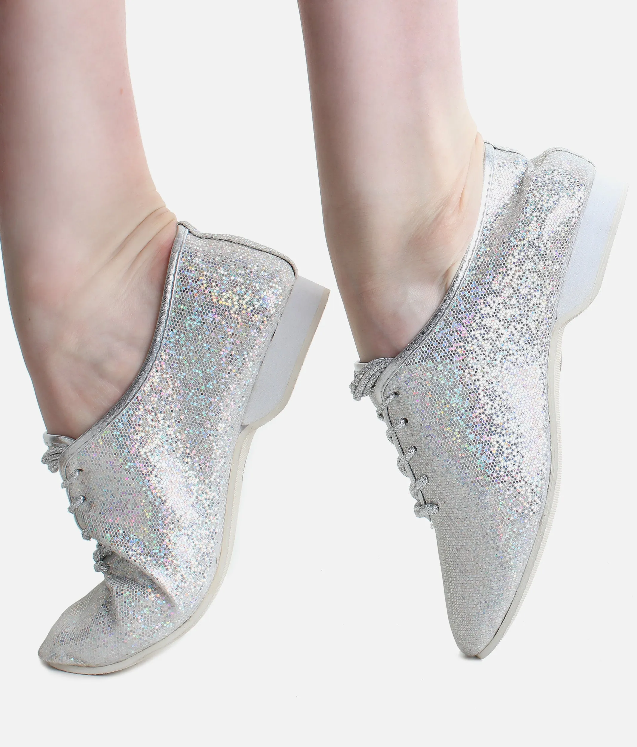 Child's Silver Glitter Jazz Shoes - Full Sole Jazz Shoes