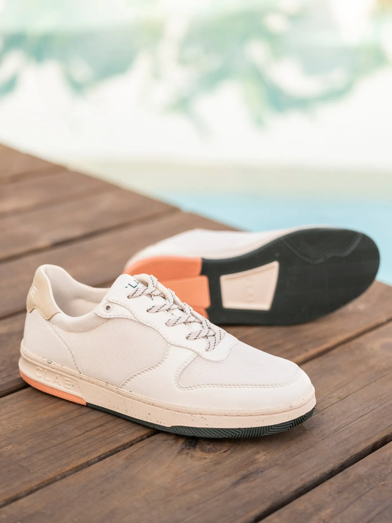 Clae Malone Lite Sneakers in  Off-White Trekking Green Sunset