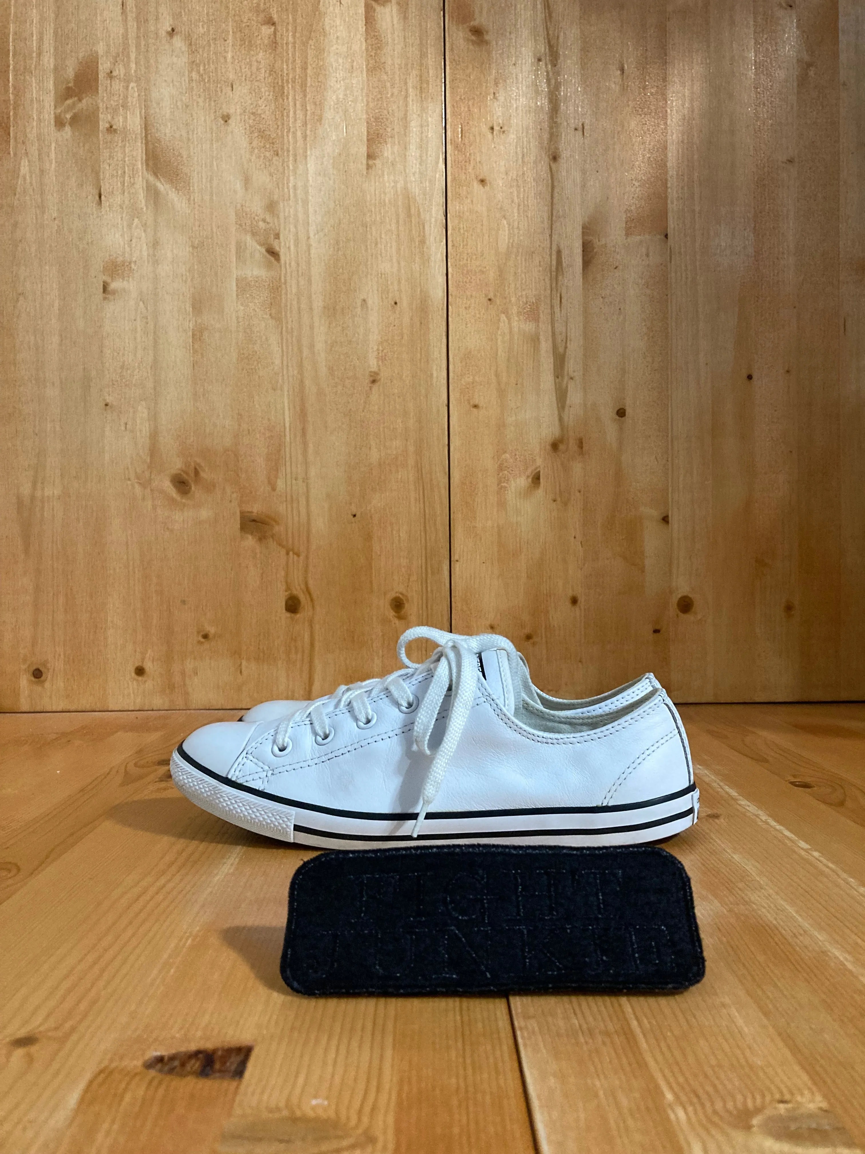 CONVERSE ALL STAR DAINTY OXFORD Women Size 8 Leather Low Top Shoes Sneakers White 537108C