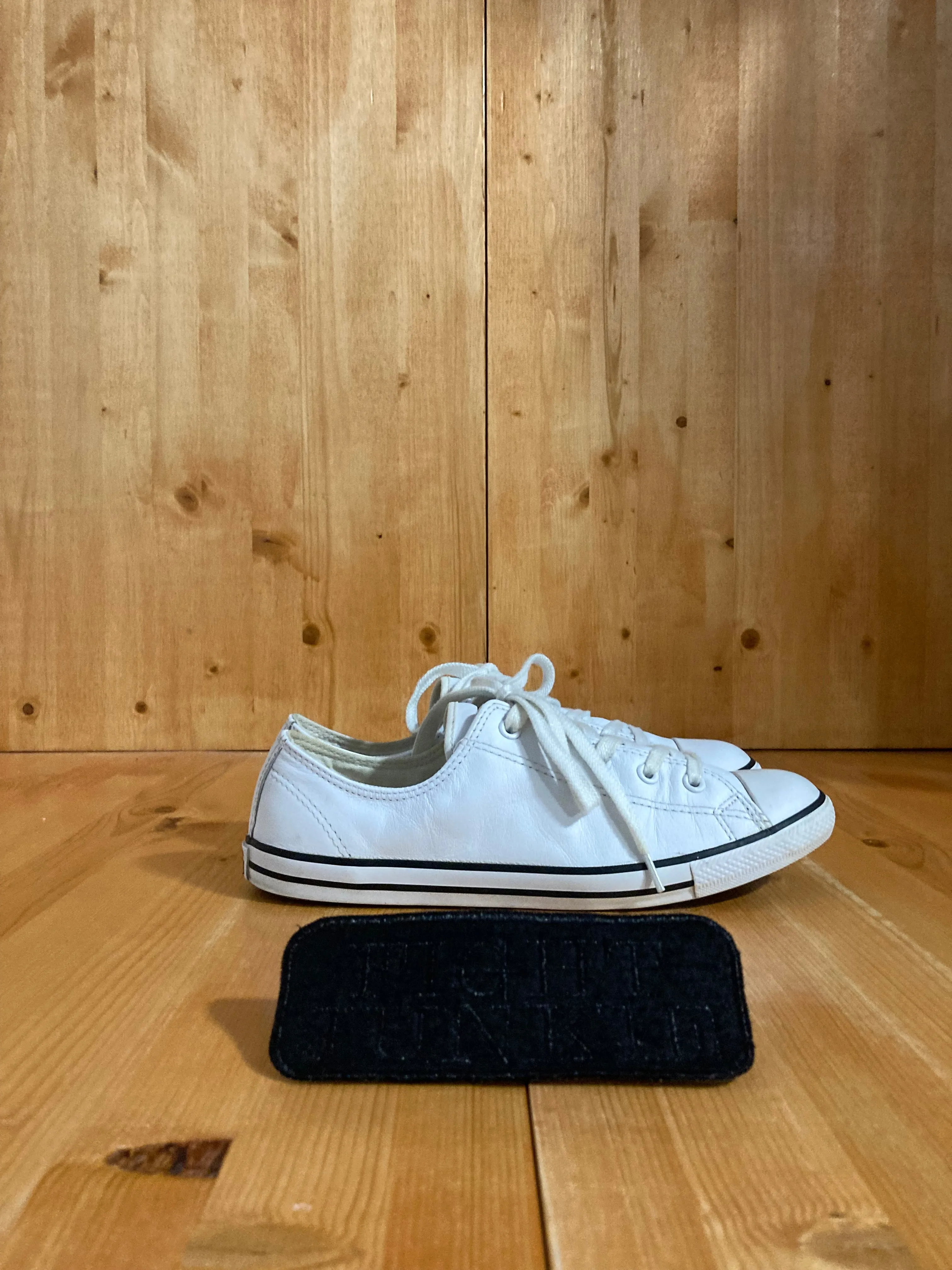 CONVERSE ALL STAR DAINTY OXFORD Women Size 8 Leather Low Top Shoes Sneakers White 537108C