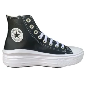 Converse scarpa sneakers da donna con zeppa in pelle Chuck Taylor All Star Move A04294C nero-bianco