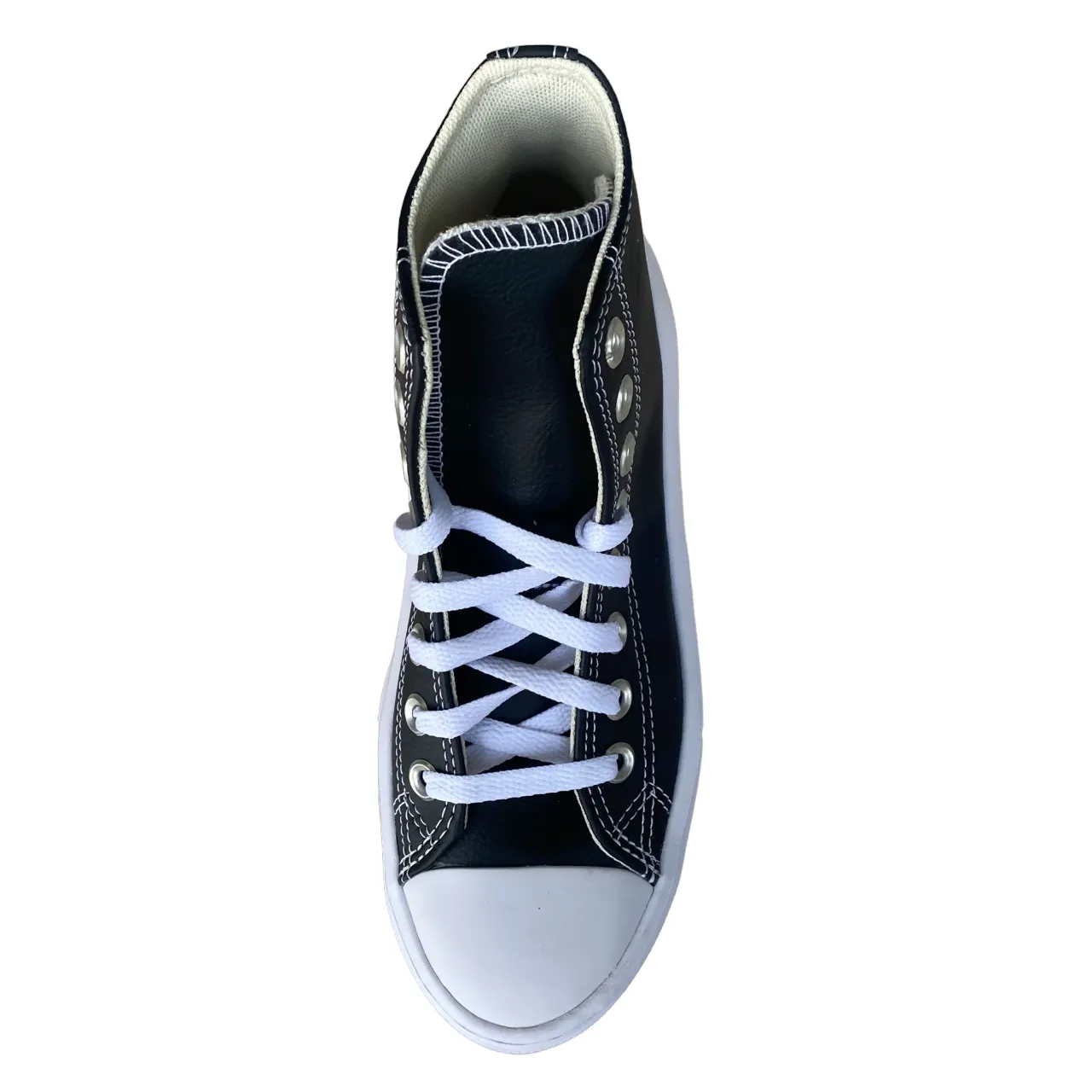 Converse scarpa sneakers da donna con zeppa in pelle Chuck Taylor All Star Move A04294C nero-bianco