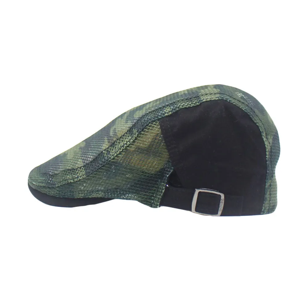 Cotton Military Camouflage Newsboy Summer Mesh Flat Cap Ivy Gatsby Hat YZ30152