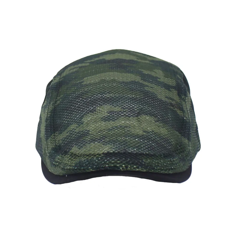 Cotton Military Camouflage Newsboy Summer Mesh Flat Cap Ivy Gatsby Hat YZ30152