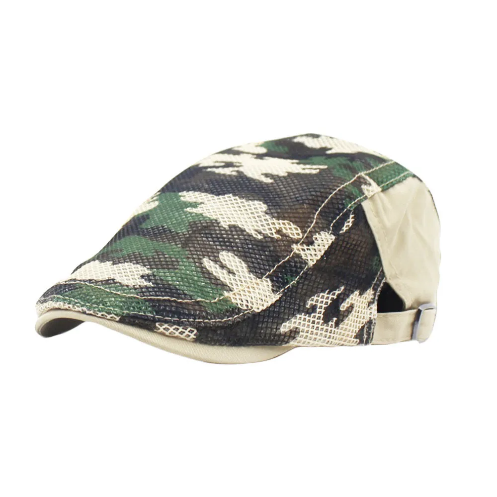 Cotton Military Camouflage Newsboy Summer Mesh Flat Cap Ivy Gatsby Hat YZ30152